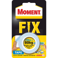 Banda Dublu Adeziva, Moment Fix, 80Kg, 19mmx1.5m pentru fixari rapide si rezistente