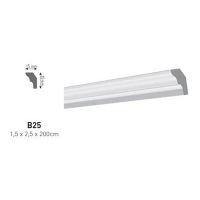 Bagheta Polistiren Decorativa, B25-Lx25, 2M modern, alba