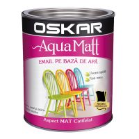 OSKAR Aqua Matt, Email pe baza de apa pentru decorarea suprafetelor din metal, lemn sau zidarie, negru minimalist, 0.6 l